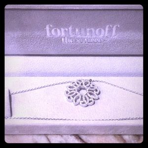 Brand New Crystal Accent Filagree Pendant Necklace